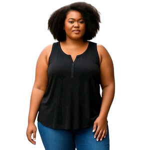 Torrid Everyday Tank Top Womens Plus Size 3X Black Scoop Neck Rib & Hook Eye NWT